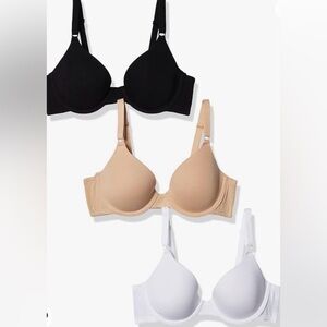New with Tags Fruit of the Loom 3-Pack Bras 38D Black, White, Nude